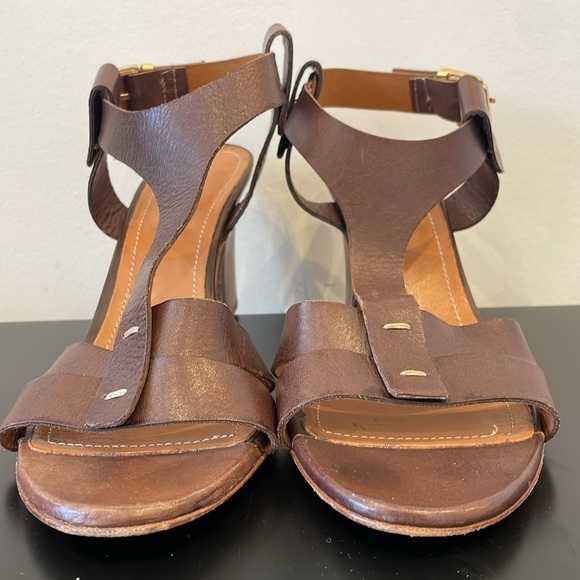 Leonardo Principi Vero Cuoio brown leather heel sandals strap Italy 40 (9) - Picture 6 of 8